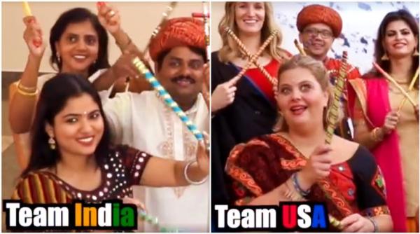 navratri, durga puja, navratri 2017, durga puja celebrations, dandiya, garba, dandiya dance, indian team vs american team, team india vs team usa, indian express, indian express news