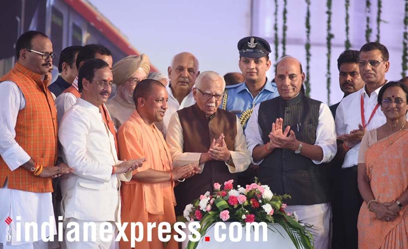 lucknow metro, lucknow metro inauguration, lucknow metro photos, lucknow metro train, lucknow metro route, lucknow metro station, yogi adityanath, rajnath singh, ram naik,