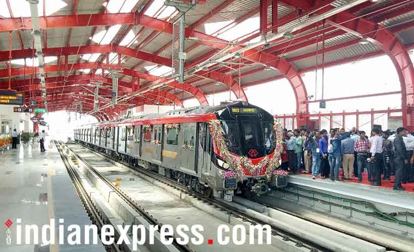 lucknow metro, lucknow metro inauguration, lucknow metro photos, lucknow metro train, lucknow metro route, lucknow metro station, yogi adityanath, rajnath singh, ram naik,