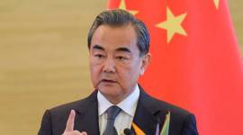 Chinese Foreign Minister Wang Yi speaks during a press conference after his meeting with Deputy PM of Nepal Krishna Bahadur Mahara at the Ministry of Foreign Affairs in Beijing no alt set