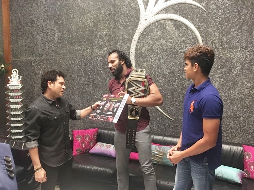 jinder mahal, sachin tendulkar, arjun tendulkar, wwe live event, Roman Reigns, Seth Rollins, Dean Ambrose, Braun Strowman, Alexa Bliss, Sasha Banks, indian express