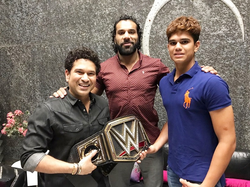 jinder mahal, sachin tendulkar, arjun tendulkar, wwe live event, Roman Reigns, Seth Rollins, Dean Ambrose, Braun Strowman, Alexa Bliss, Sasha Banks, indian express