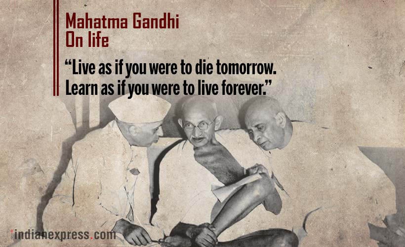 mahatma gandhi, gandhi jayanti, gandhi jayanti 2017, 2 october, october 2, quotes by gandhi, gandhi's birthday, gandhi on ahimsa, gandhi on caste, gandhi on nation, international non violence day, international peace day, indian express, indian express news
