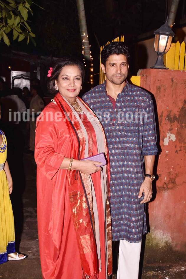 farhan akhtar, shabana azmi, diwali party, farhan akhtar images