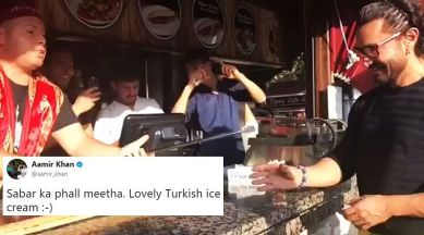 aamir khan, aamir khan social media, aamir khan twitter, aamir khan ice cream, aamir khan turkish ice cream, aamir khan turkish ice cream video viral, indian express, indian express news