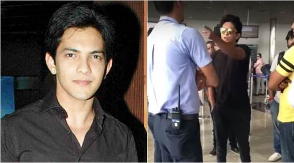 aditya narayan, aditya narayan shouts at airline official, udit narayan son, आदित्य नारायण, आदित्य नारायण वीडियो, udit narayan son aditya, aditya narayan loses temper airline official, aditya narayan loses temper video, aditya narayan shouts at indigo officer, indian express, indian express news