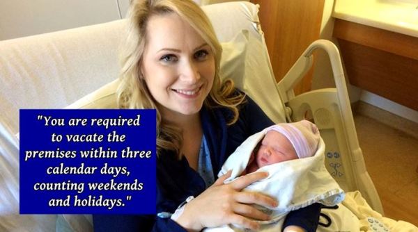 pregnant mom eviction notice, pregnant mom 3 day legal notice, legal notice for baby, baby eviction notice, pregnant mom legal notice, indian express, indian express news