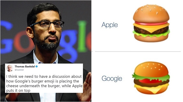 sundar pichai, sundar pichai tweets, sundar pichai twitter, sundar pichai latest news, sundar pichai latest tweets, sundar pichai funny tweets, sundar pichai funny burger, sundar pichai burger smiley, sundar pichai burger emoji, sundar pichai tweet, indian express, indian express news