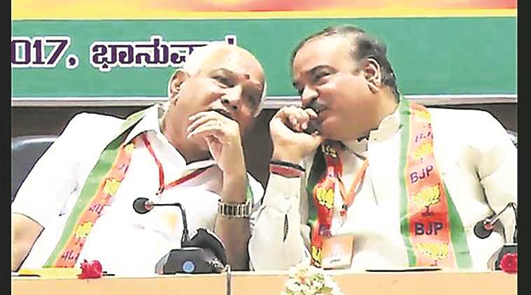 Yeddyurappa Anant Geete recording, discussing payments, corruption, BJP Corruption, Karnataka politics, BJP Congress, India News, Indian Express, Anant Geete,