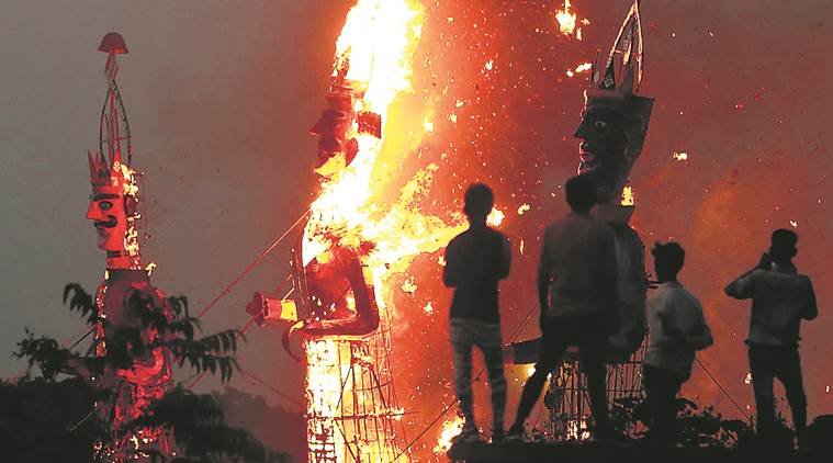 dussehra, dussehra celebrations in punjab, hoshiarpur, dussehra ravan effigy burning