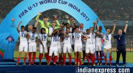 england vs spain photos, FIFA u17 world cup photos, fifa u17 wc 2017 pics, England u17 team images, England vs spain pictures, u17 fifa final kolkata pics, under 17 football team images, football photos, indian express