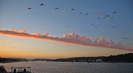 Cloud over river Mandovi in Goa as the state waits for counting to be held tomorrow. Express photo by Nirmal Harindran, 10th March 2017, Mumbai. *** Local Caption *** Cloud over river Mandovi in Goa as the state waits for counting to be held tomorrow. Express photo by Nirmal Harindran, 10th March 2017, Mumbai.