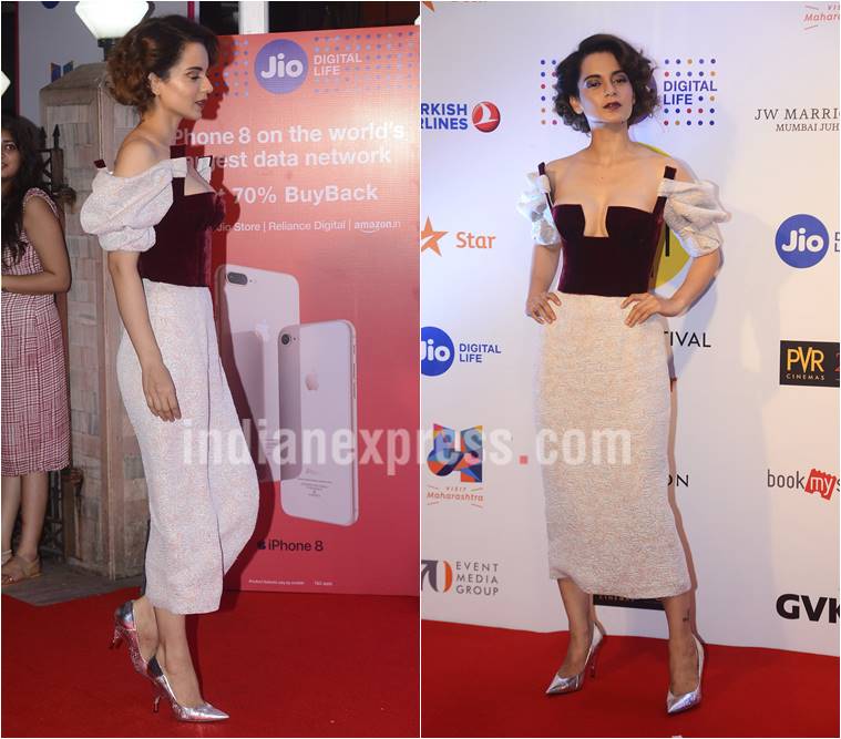 Kangana Ranaut, mami, Kangana Ranaut style file, Kangana Ranaut mami red carpet look, Kangana Ranaut bold looks, Kangana Ranaut ambani party, Kangana Ranaut mami after party, bollywood news, fashion news, indian express, entertainment news