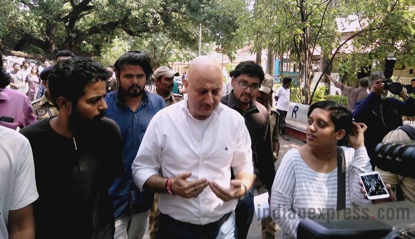 Anupam Kher, anupam kher at ftii, new ftii chairman, ftii pune, anupan kher ftii photos, FTII kher pics, FTII chief Anupam Kher images, FTII controversy, FTII campus, indian express
