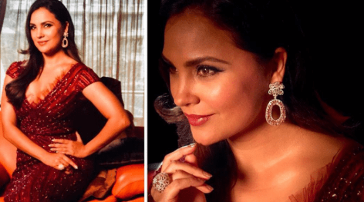 Lara Dutta, Lara Dutta latest photos, Lara Dutta fashion, Lara Dutta red gown, indian express, indian express news