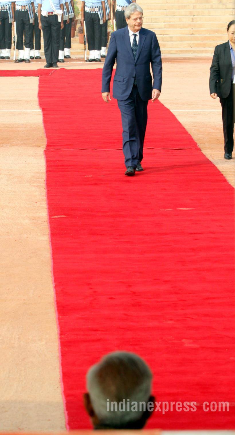 pm modi photos, italian pm pictures, italian pm india visit, Paolo Gentiloni images, italian pm rashtrapati bhawan pics, indian express