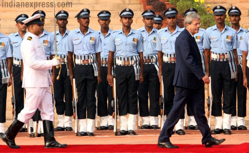pm modi photos, italian pm pictures, italian pm india visit, Paolo Gentiloni images, italian pm rashtrapati bhawan pics, indian express