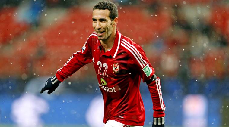 Mohamed Aboutrika celebrates after scoring 