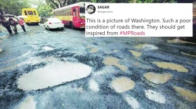 shivraj singh chauhan, MP roads better than US, shivraj singh on MP roads, MP roads better, Twitter MP roads better funny, Twitter funny jokes on MP roads better, indian express, indian express news