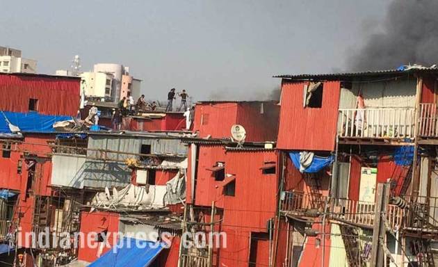 bandra fire photo, mumbai fire photo, bandra station fire images, pictures of mumbai fire in bandra, garib nagar fire accident, bandra east fire pics, mumbai fire accident pictures, bandra fire news, indian express photos