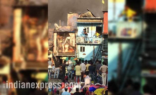 bandra fire photo, mumbai fire photo, bandra station fire images, pictures of mumbai fire in bandra, garib nagar fire accident, bandra east fire pics, mumbai fire accident pictures, bandra fire news, indian express photos