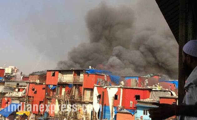 bandra fire photo, mumbai fire photo, bandra station fire images, pictures of mumbai fire in bandra, garib nagar fire accident, bandra east fire pics, mumbai fire accident pictures, bandra fire news, indian express photos