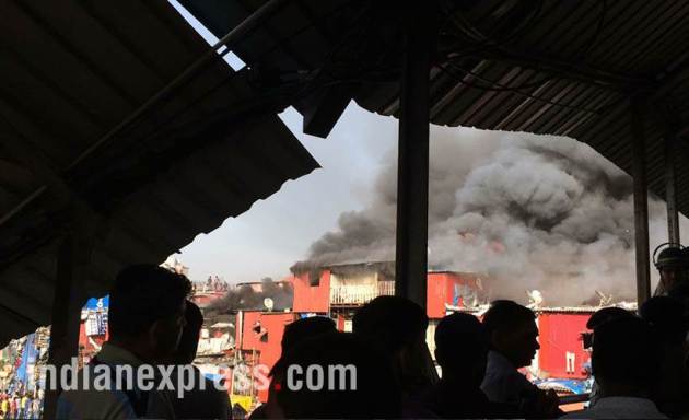 bandra fire photo, mumbai fire photo, bandra station fire images, pictures of mumbai fire in bandra, garib nagar fire accident, bandra east fire pics, mumbai fire accident pictures, bandra fire news, indian express photos