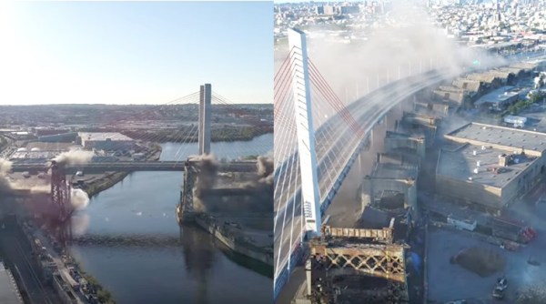 Kosciuszko bridge, Kosciuszko bridge video, new york bridge, new york bridge collapse, Kosciuszko bridge viral video, Newtown Creek, Brooklyn, Tadeusz Kosciuszko, drone camera footage, Indian express, Indian express news