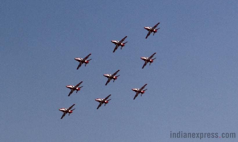 Air force Day, Air Force day rehearsal Photos, Air Force Day Photos, Air Force Rehearsals, Indian Air Force, Indian Air Force Day, Air Force Day celebrations, Air Force Photos, Indian Express