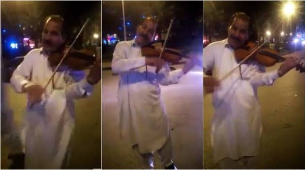 pakistan, street artists, pakistani artist jagjit singh, pak violin player, pak street musician, jagjit singh songs, viral videos, indian expres