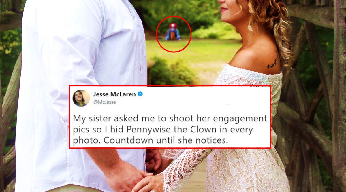 Guy Pulls A Spooky Prank In Sister S Engagement Photos Hides Pennywise The Horror Clown Everywhere Trending News The Indian Express