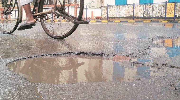 BMC area, BMC area potholes, BMC Potholes, BMC Imported Filing Material, BMC, Mumbai News, Latest Mumbai News, Indian Express, Indian Express News