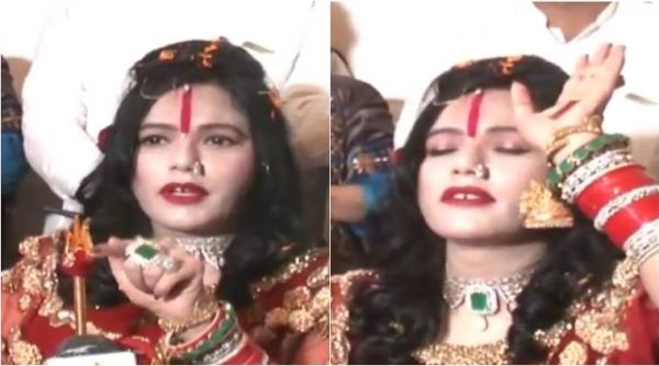 Radhe Maa, Radhe Maa english, Radhe Maa videos, Radhe Maa threatened reporters, Radhe Maa speak english, Radhe Maa english interation, Radhe Maa angry video, Radhe Maa warn journalists, viral video, indian express