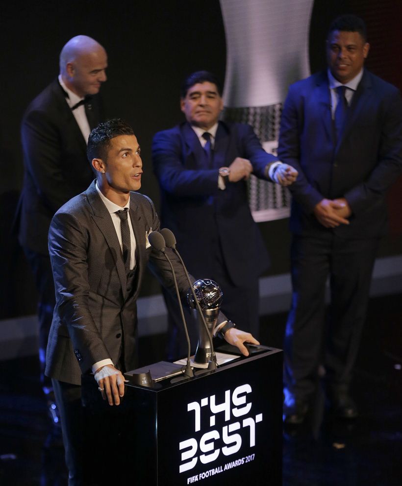 Cristiano Ronaldo, FIFA Best player award, Buffon, Zinedine Zidane, FIFA World XI, FIFA Awards photos, Ronaldo FIFA best player 2017, Football news, indian Express