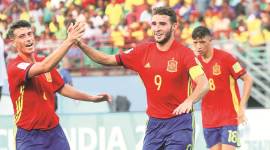 Spanish captain Abel Ruiz|Melton Antony. FIFA U-17 World Cup, FIFA U-17 World Cup schedule, Abel Ruiz, Abel Ruiz Spain, sports news, football, Indian Express