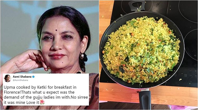shabana azmi, shabana azmi twitter, shabana azmi poha or upma, shabana azmi poha upma twitter, shabana azmi tweets, shabana azmi latest tweets, indian express, indian express news