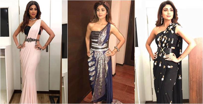 Shilpa Shetty, Shilpa Shetty latest photos, Shilpa Shetty saris, Shilpa Shetty sari with belt, Shilpa Shetty fusion fashion, Shilpa Shetty fashion, Shilpa Shetty latest style, indian express, indian express news