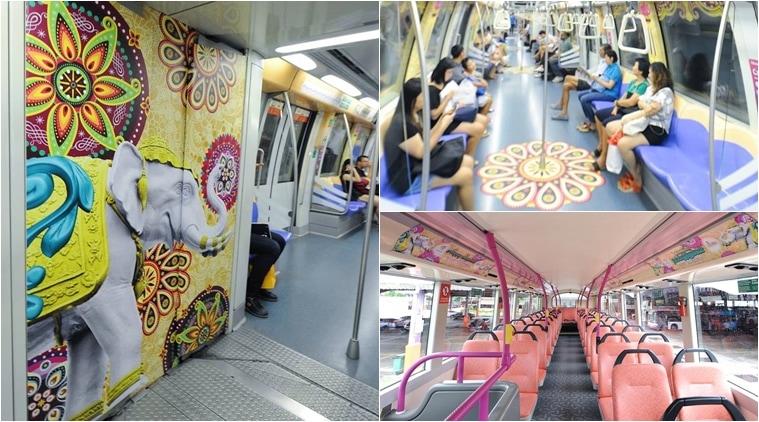 diwali, diwali celebrations, diwali celebrations in india, diwali celebrations across india, diwali celebrations in singapore, siwali themed buses in singapore, indian express, indian express news