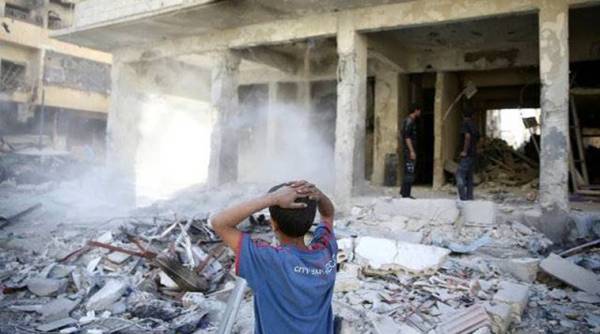 Syria air strikes, Syrian Observatory for Human Rights, Rami Abdel Rahman, Syrian air force, world news, indian express news
