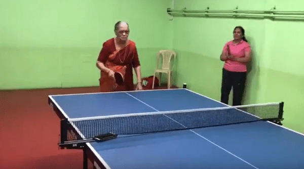 Saraswathi Rao, former Indian Table Tennis Champion, Indian Table Tennis Champion, Table Tennis, Indian players Table Tennis, grandma playing Table Tennis, Table Tennis viral video, grandma Table Tennis viral video, indian express, Indian express news