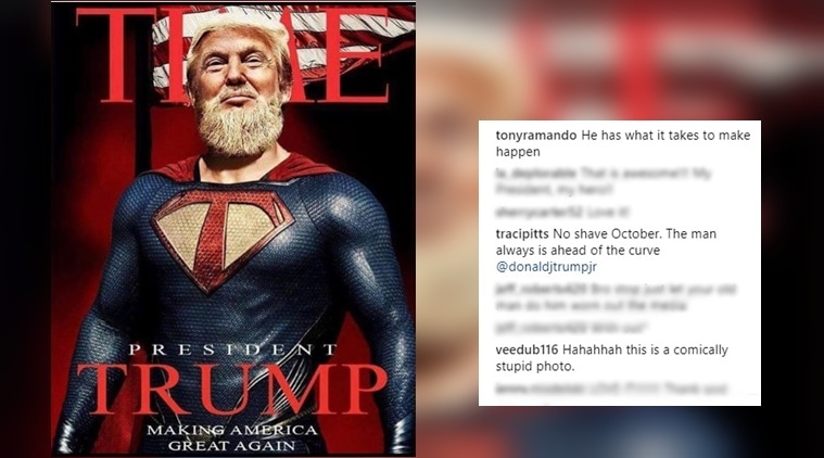 Donald Trump Jr posts fake TIME  cover of Superman dad 