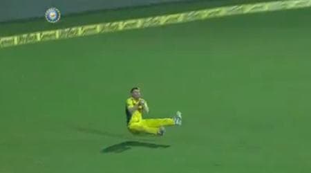 David Warner, David Warner catch, David Warner Australia, India vs Australia, sports news, cricket, Indian Express