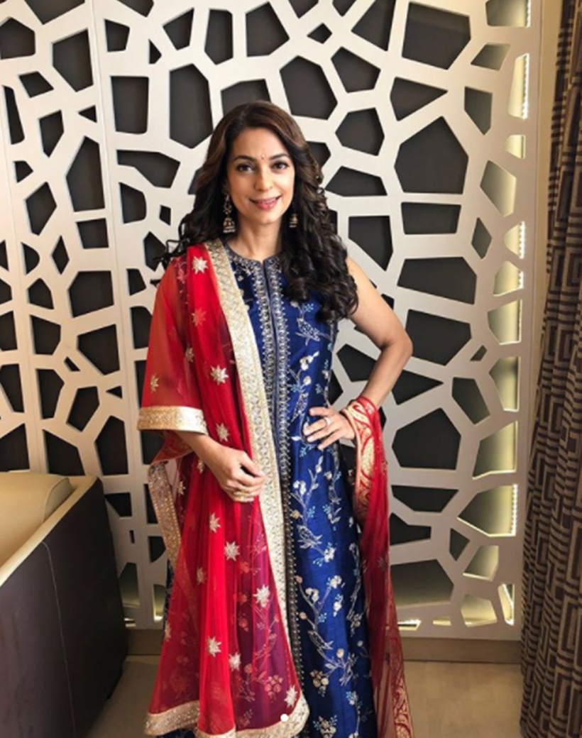 Juhi Chawla, Juhi Chawla latest photos, Juhi Chawla birthday, Juhi Chawla movies, Juhi Chawla ethnic looks, Juhi Chawla style evolution, Juhi Chawla amir khan movies, Juhi Chawla rishi kapoor movies, indian express, indian express news