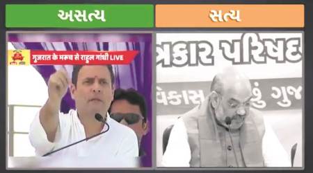 Gujarat assembly polls, BJP, Congress, truth vs lies video, gujarat elections campaign, rahul gandhi, narendra modi, amit shah, BJP Congress slugfest, india news, indian express news
