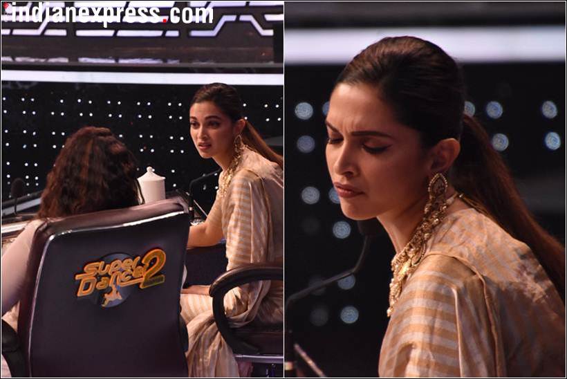 Padmavati actor Deepika Padukone on the sets of Super Dancer 2