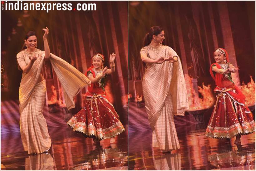 Padmavati actor Deepika Padukone on the sets of Super Dancer 2