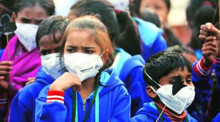 Dipping air quality in Delhi have forced kids to wear mask