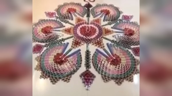 domino effect, domino effect using playing cards, domino effect cards, cards domino effect, viral video, social media viral, Indian express, Indian express news