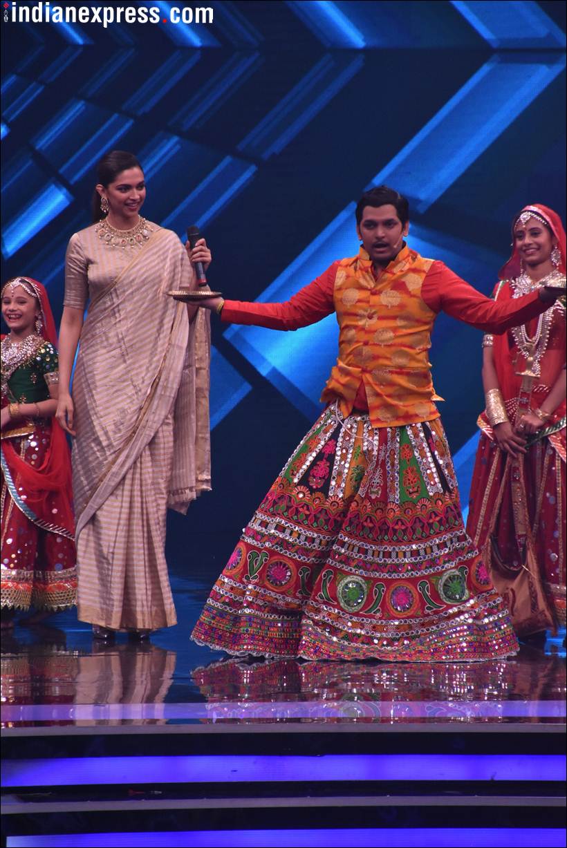 Padmavati actor Deepika Padukone on the sets of Super Dancer 2