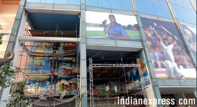 eden gardens, eden garden kolkata, eden garden wall art, wall art, kolkata wall art, wall art eden, cricket association of bengal, cab eden wall art, ind vs sri lanka, ind sri lanka eden test match, kolkata news, sports news, cricket news, indian express
